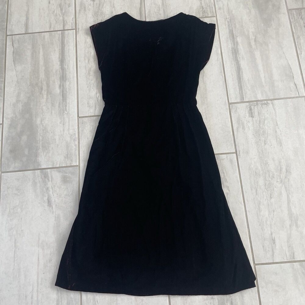 Vtg 80s Maggy London Jeannene Booher Burgundy Black Velvet Cocktail Dress Sz 12